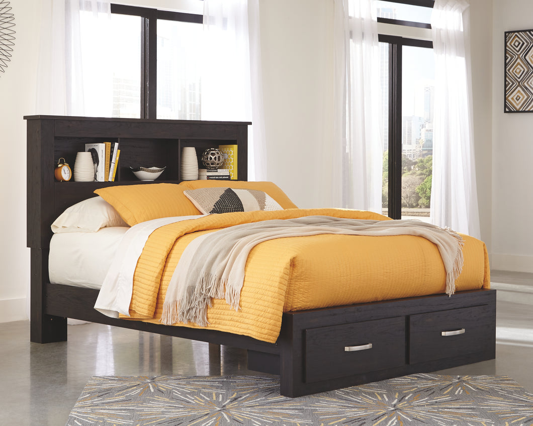 Reylow Signature Design by Ashley Queen Bookcase Bed with 2 Storage Drawers