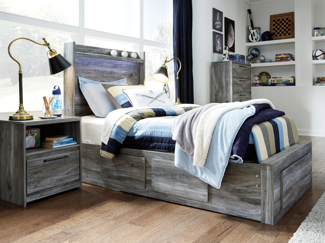 Baystorm Signature Design by Ashley Twin Panel Bed with 3 Storage Drawers