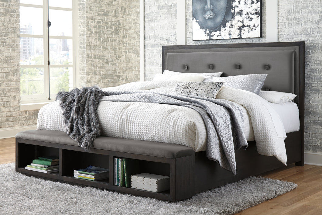 Hyndell Signature Design by Ashley King Upholstered Panel Bed with Storage