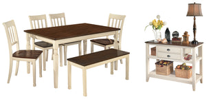 Whitesburg Signature Design 7-Piece Dining Room Set with Dining Room Bench
